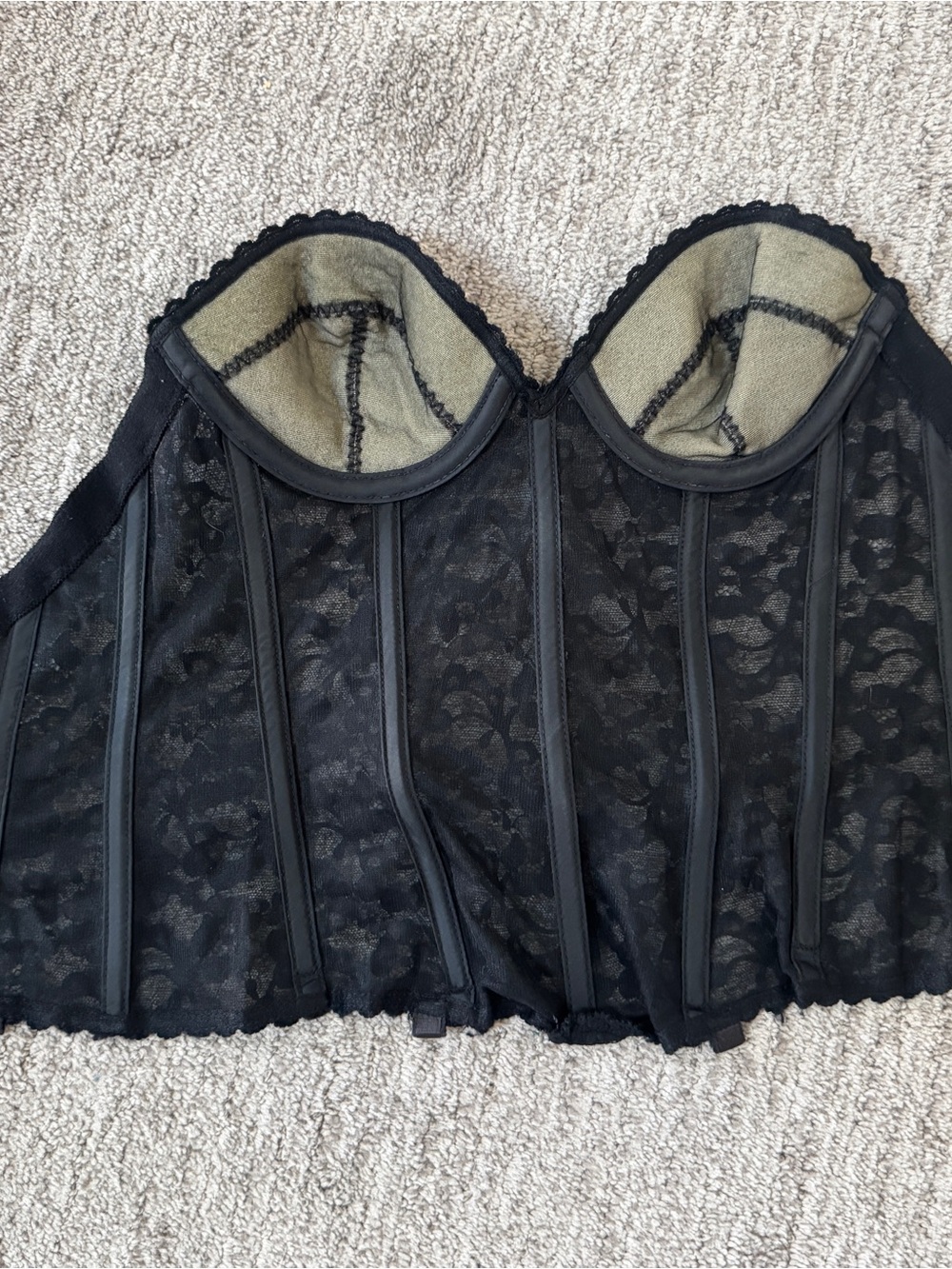 Vintage Black Lace Bustier Corset Top - Private Moments 32B - Picture 5 of 8